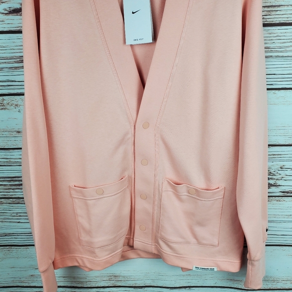 NWT Nike Mens Medium Standard Issue Light Pink Cotton Golf Cardigan Jacket - Picture 4 of 10